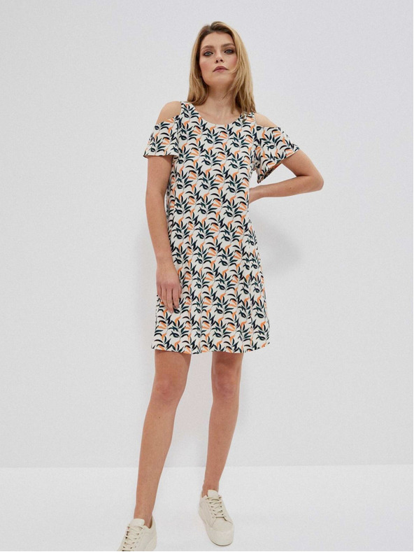 Moodo Bílé dámské vzorované šaty Moodo