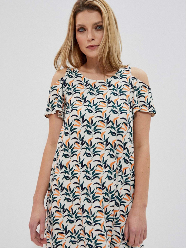 Moodo Bílé dámské vzorované šaty Moodo