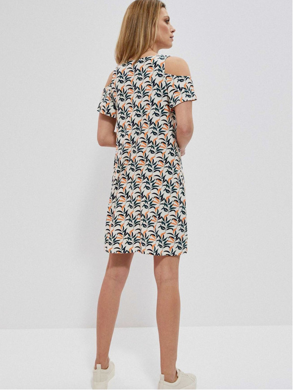 Moodo Bílé dámské vzorované šaty Moodo