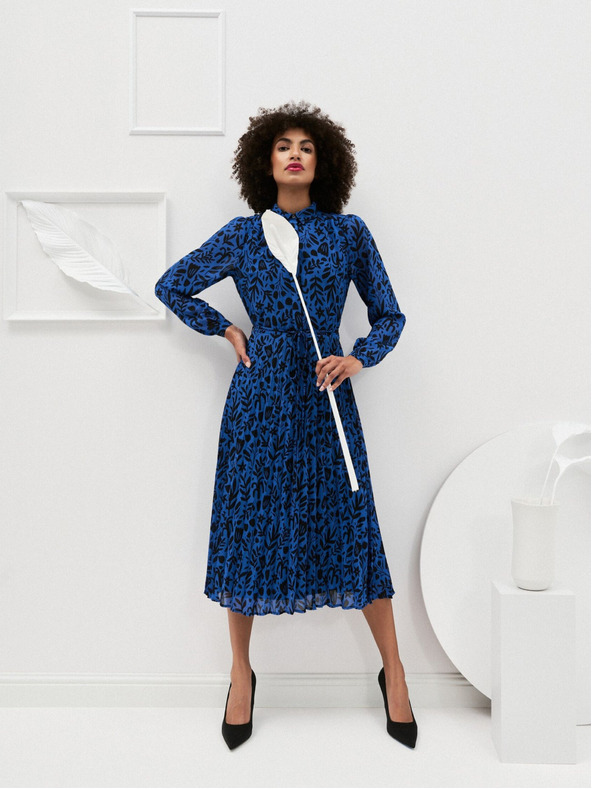 Moodo Černo-modré dámské květované šaty Moodo