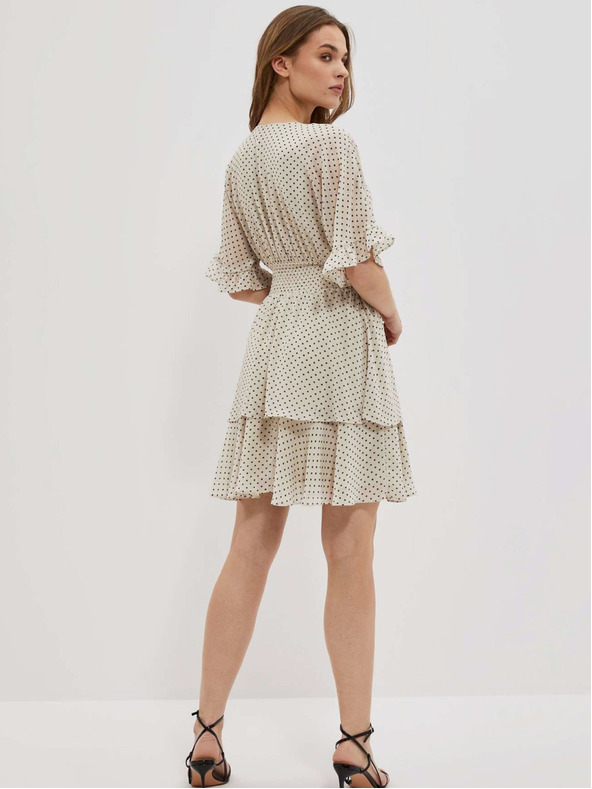 Moodo Černo-béžové dámské puntíkované šaty Moodo