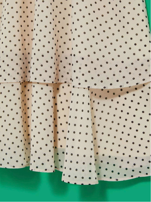 Moodo Černo-béžové dámské puntíkované šaty Moodo