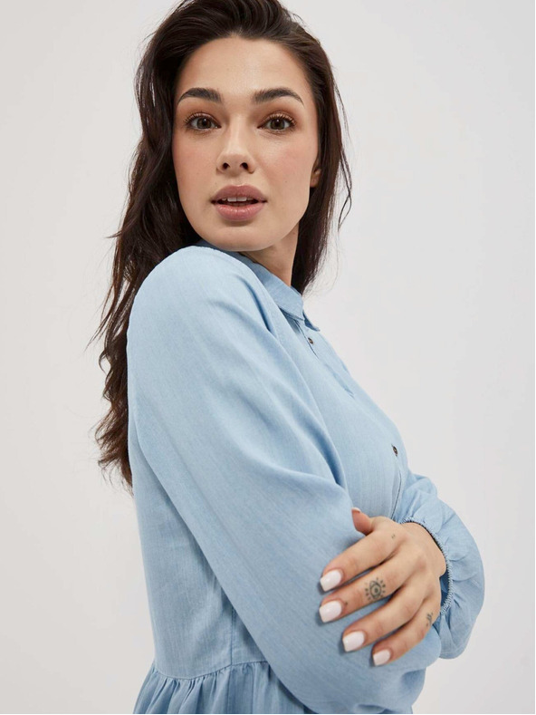 Moodo Světle modré dámské košilové šaty Moodo