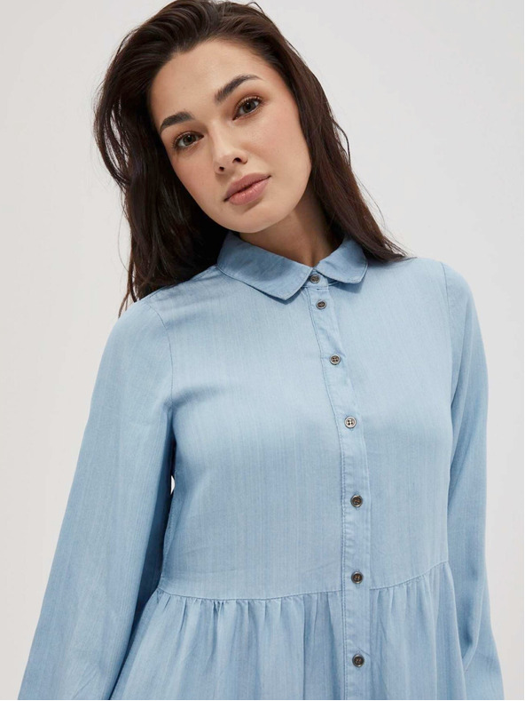 Moodo Světle modré dámské košilové šaty Moodo