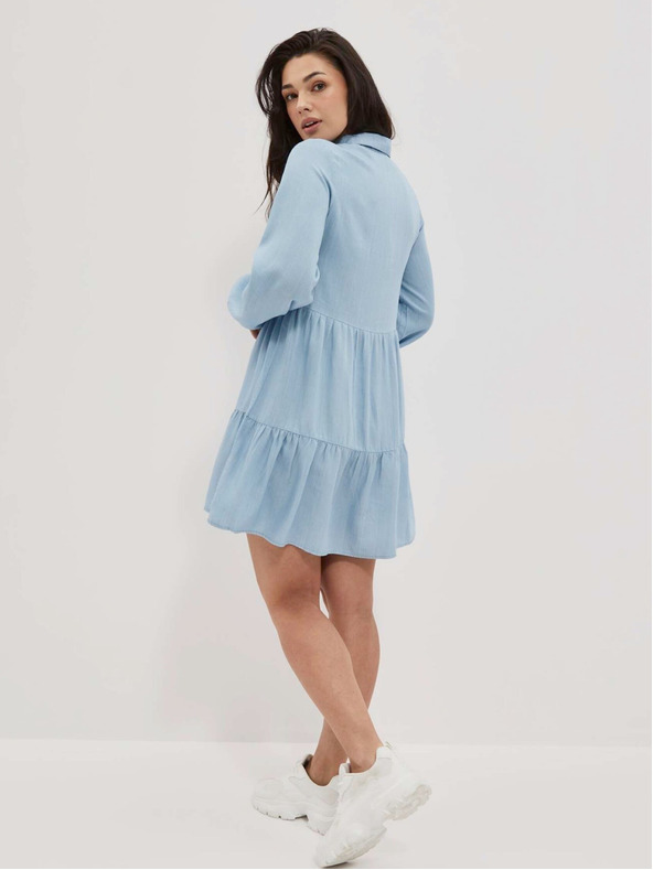 Moodo Světle modré dámské košilové šaty Moodo