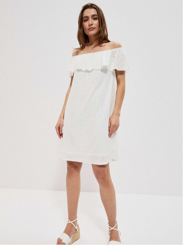 Moodo Bílé dámské šaty Moodo