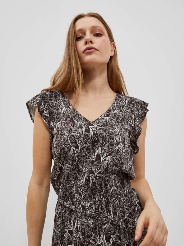 Moodo Bílo-hnědé dámské květované šaty Moodo