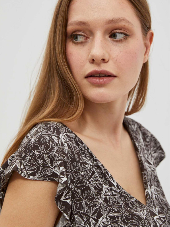 Moodo Bílo-hnědé dámské květované šaty Moodo