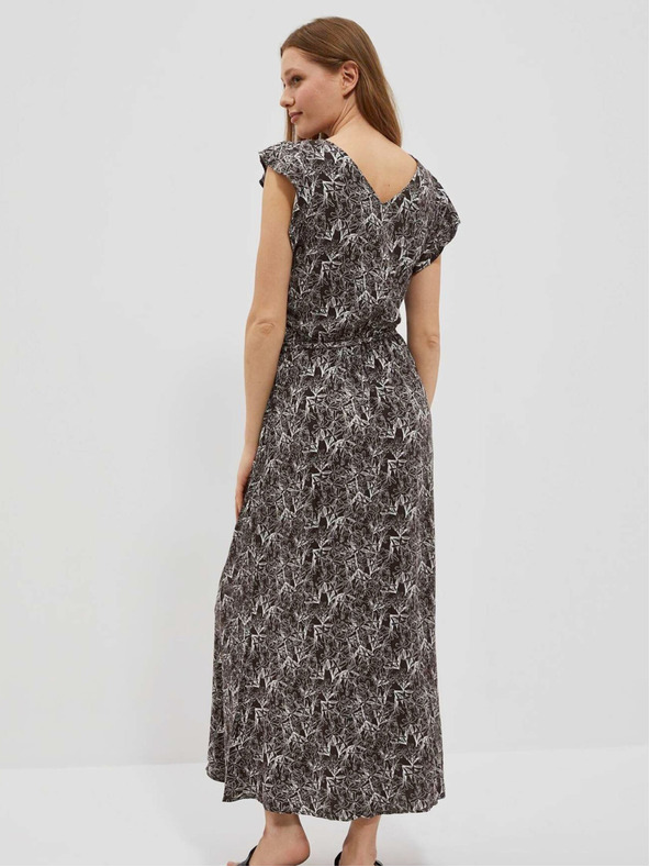 Moodo Bílo-hnědé dámské květované šaty Moodo