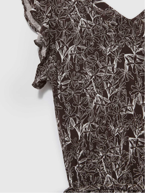 Moodo Bílo-hnědé dámské květované šaty Moodo