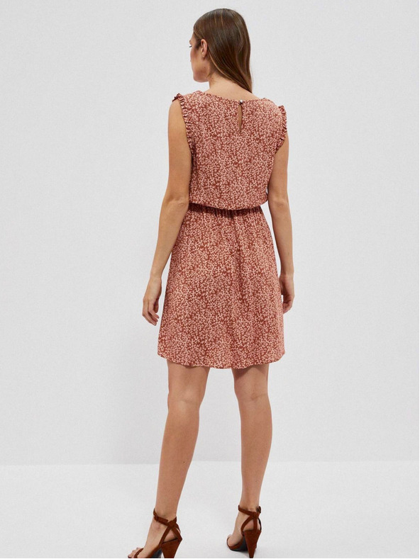 Moodo Béžovo-hnědé dámské vzorované šaty Moodo