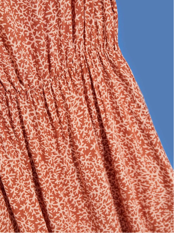 Moodo Béžovo-hnědé dámské vzorované šaty Moodo