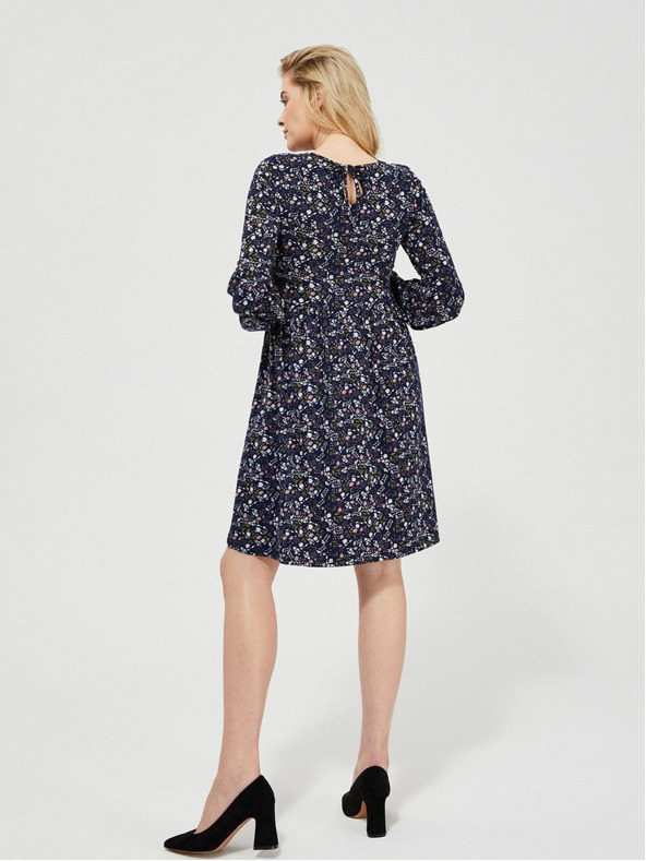 Moodo Tmavě modré dámské květované šaty Moodo