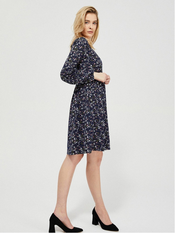 Moodo Tmavě modré dámské květované šaty Moodo