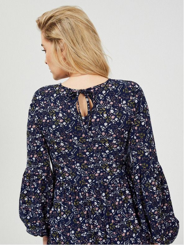 Moodo Tmavě modré dámské květované šaty Moodo