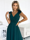 numoco Dlouhé šaty s výstřihem a zavazováním na ramenou - zelené Numoco ELENA