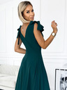 numoco Dlouhé šaty s výstřihem a zavazováním na ramenou - zelené Numoco ELENA