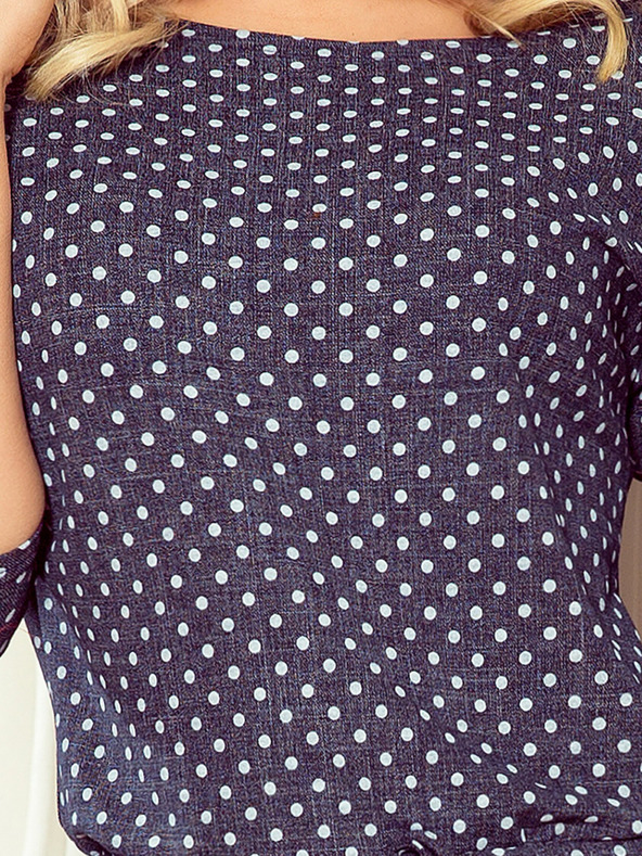 numoco Sportovní šaty se vázáním a kapsami - džíny s puntíky Numoco