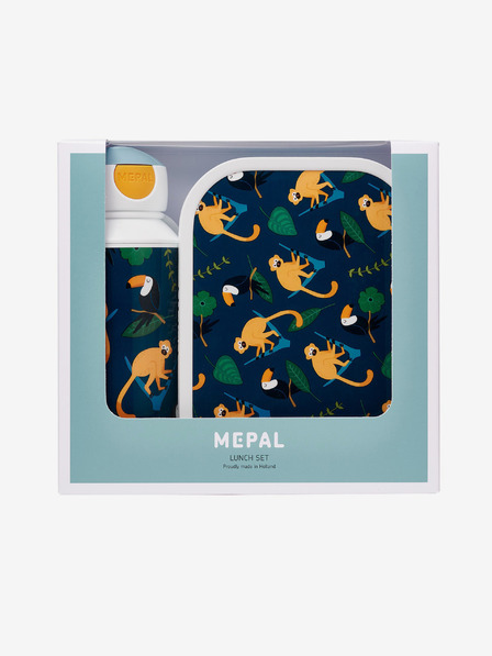 Mepal Tmavě modrý dětský vzorovaný svačinový set Mepal Campus Jungle