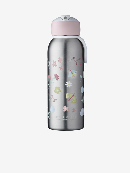 Mepal Růžovo-šedá dětská termo lahev Mepal Campus Flowers & Butterflies 350 ml