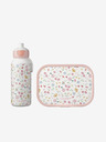 Mepal Růžovo-bílý dětský vzorovaný svačinový set Mepal Campus Little Dutch Flowers & Butterflies