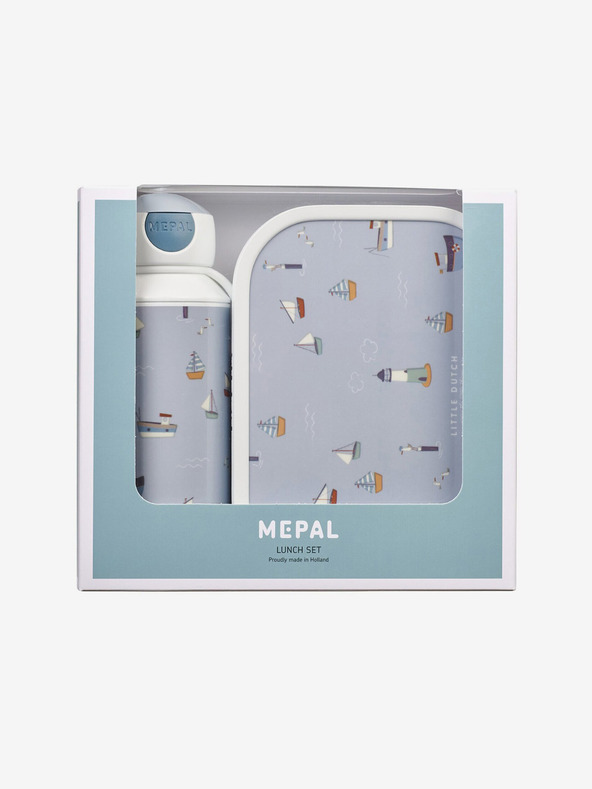 Mepal Světle modrý vzorovaný svačinový set pro děti Mepal Campus Little Dutch Sailor Bay