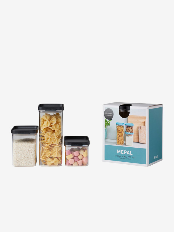 Mepal Sada tří dóz na potraviny s víčkem v černé barvě Mepal Omnia