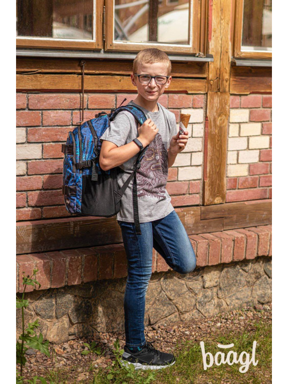 BAAGL  Modrý Školní batoh Skate Struktury Baagl