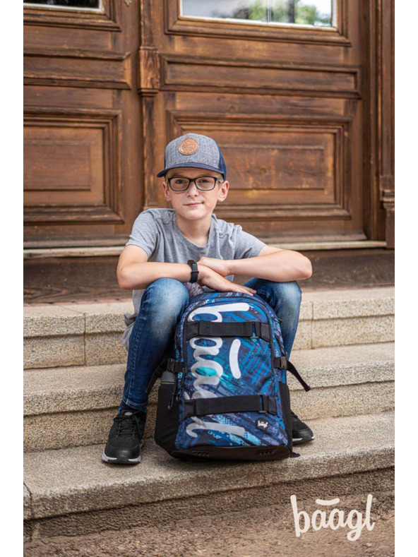BAAGL  Modrý Školní batoh Skate Struktury Baagl