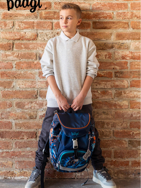 BAAGL  Modrý Školní batoh Airy Motorka Baagl