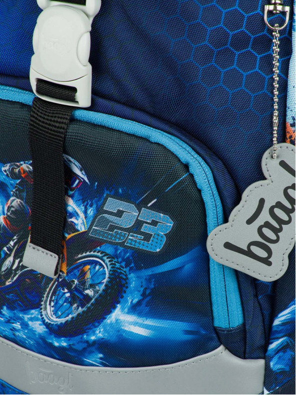 BAAGL  Modrý Školní batoh Airy Motorka Baagl