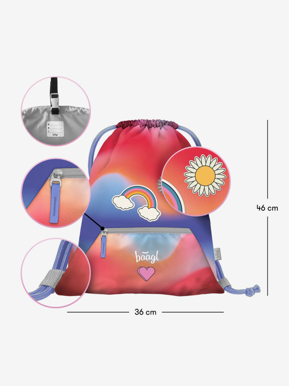 BAAGL  Červený 3 SET Airy Hippie: batoh, penál, sáček Baagl
