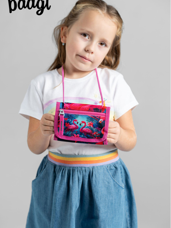 BAAGL  Růžová peněženka na krk Baagl Plameňáci