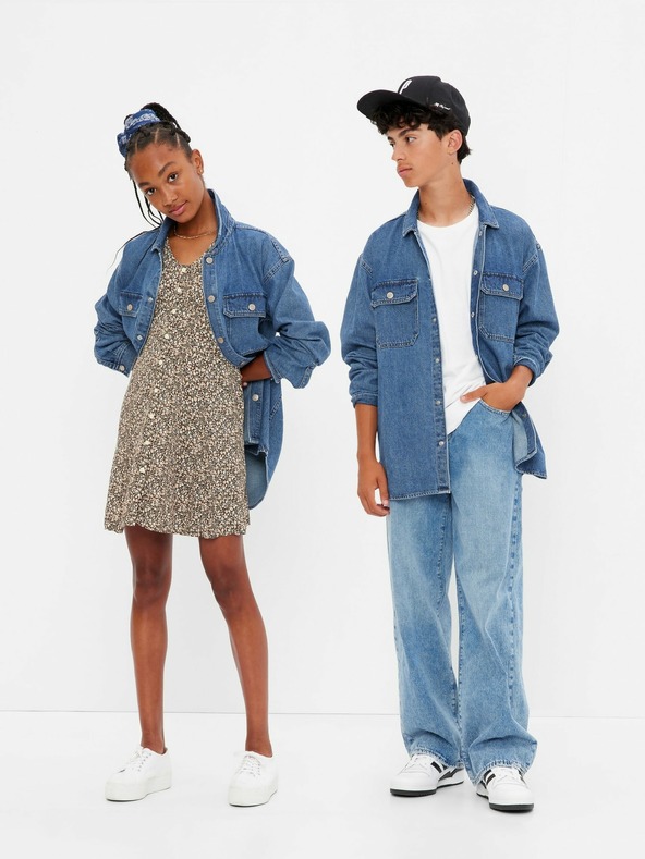 GAP Dětská džínová oversize košile Unisex GAP