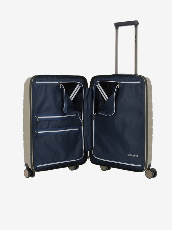 Travelite Béžový cestovní kufr Travelite Air Base 4w S Front pocket Champagne