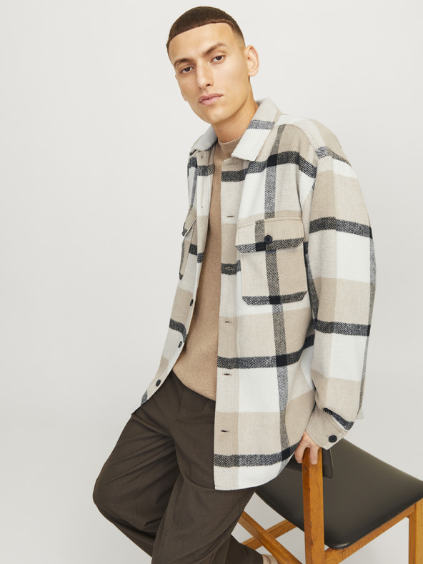 Jack & Jones Béžová pánská svrchní košile Jack & Jones