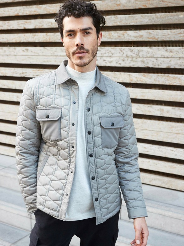 LERROS Šedá pánská prošívaná bunda LERROS