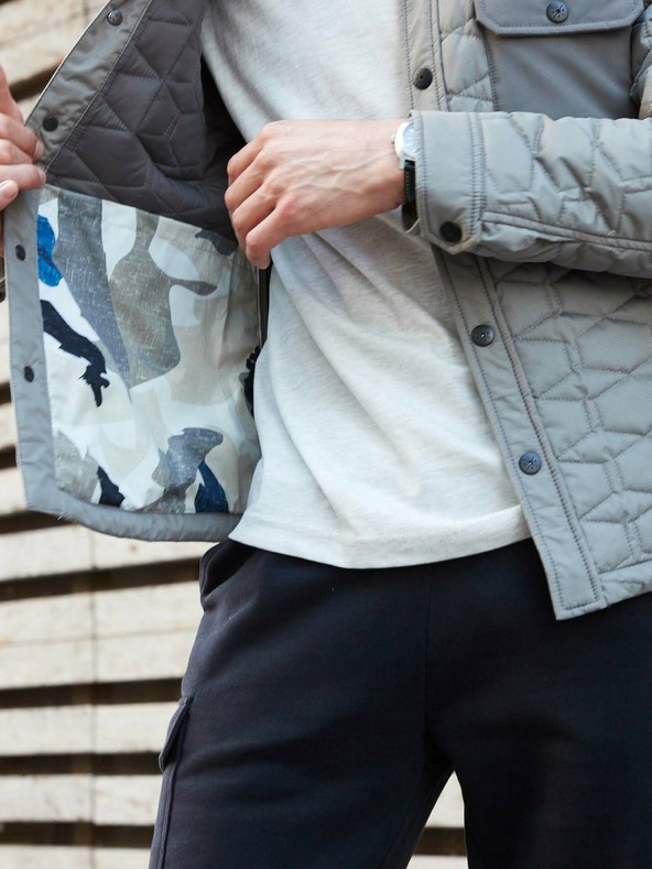 LERROS Šedá pánská prošívaná bunda LERROS