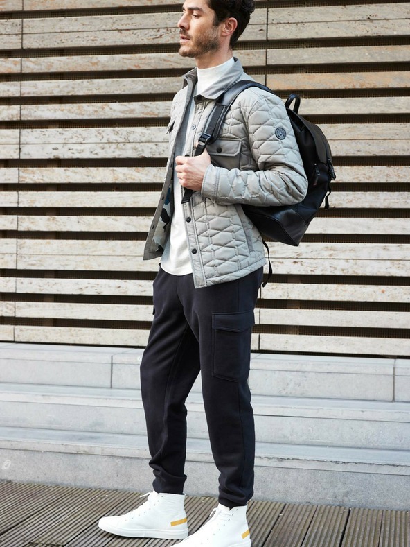 LERROS Šedá pánská prošívaná bunda LERROS