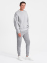 Ombre Clothing Pánské tepláky s vložkami z otomanské látky - šedé V5 OM-PASK-0127