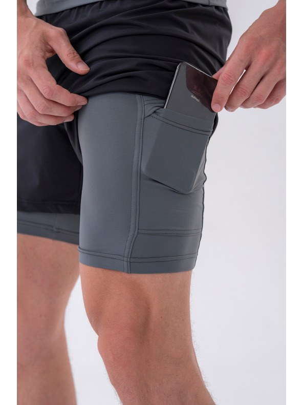Nebbia Dvojvrstvé šortky s kapsami na mobil 318 M,grey
