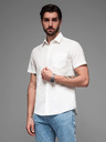 Ombre Clothing Pánská košile s krátkým rukávem a kubánským límcem bílá Ombre Clothing