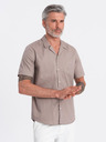 Ombre Clothing Pánská košile s krátkým rukávem a kubánským límcem bílá Ombre Clothing