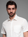 Ombre Clothing Pánská košile s krátkým rukávem a kubánským límcem bílá Ombre Clothing
