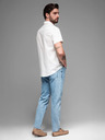 Ombre Clothing Pánská košile s krátkým rukávem a kubánským límcem bílá Ombre Clothing