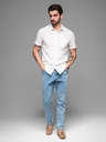 Ombre Clothing Pánská košile s krátkým rukávem a kubánským límcem bílá Ombre Clothing