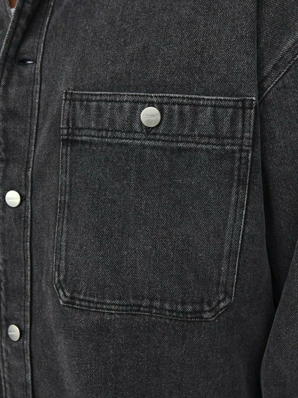 Jack & Jones Tmavě šedá pánská svrchní džínová košile Jack & Jones Santorini