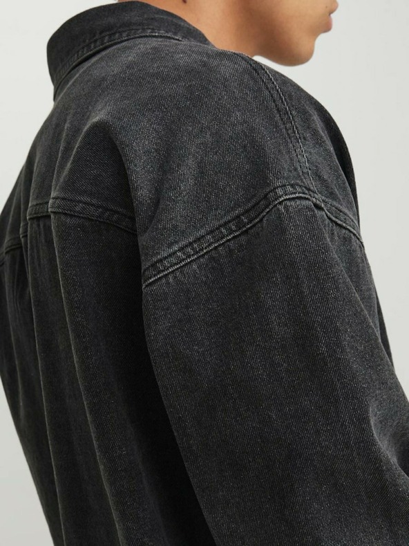 Jack & Jones Tmavě šedá pánská svrchní džínová košile Jack & Jones Santorini