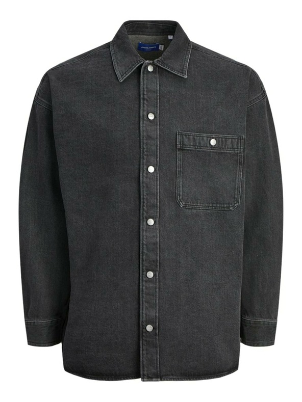 Jack & Jones Tmavě šedá pánská svrchní džínová košile Jack & Jones Santorini