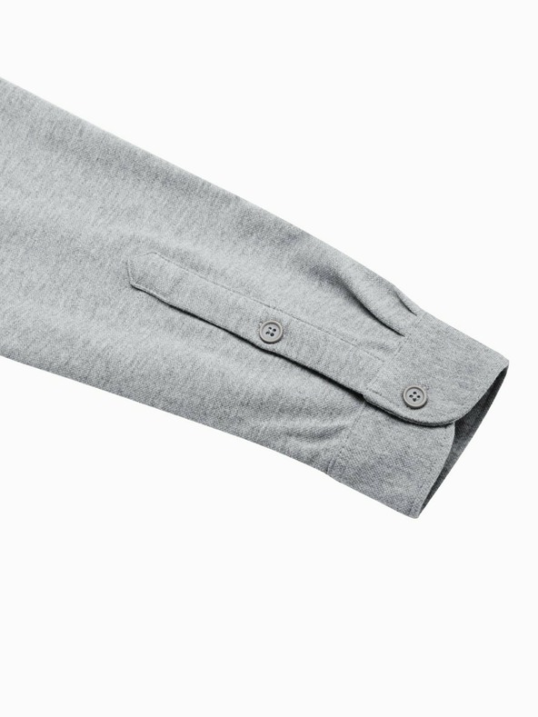 Ombre Clothing Pánská košile s dlouhým rukávem K542 - šedá